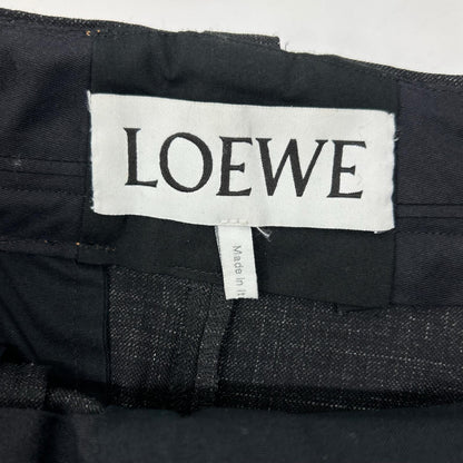 LOEWE ロエベ S540331X90 チャコール ウール100 レザーパッチ ツータック サルエルパンツ ボトムス