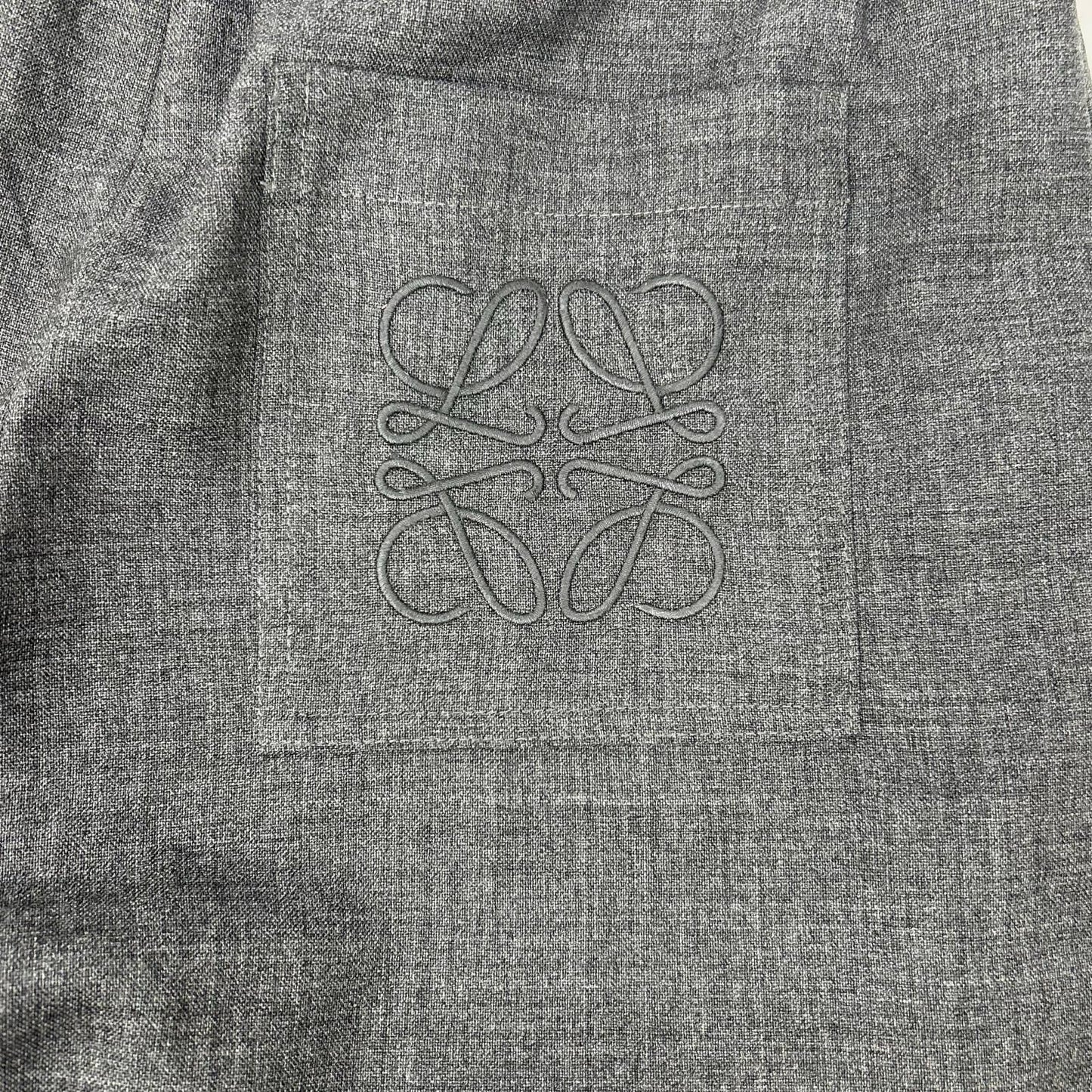 LOEWE ロエベ S540Y04XES チャコール アナグラム刺繍 ワイドシルエット クロップドパンツ ボトムス