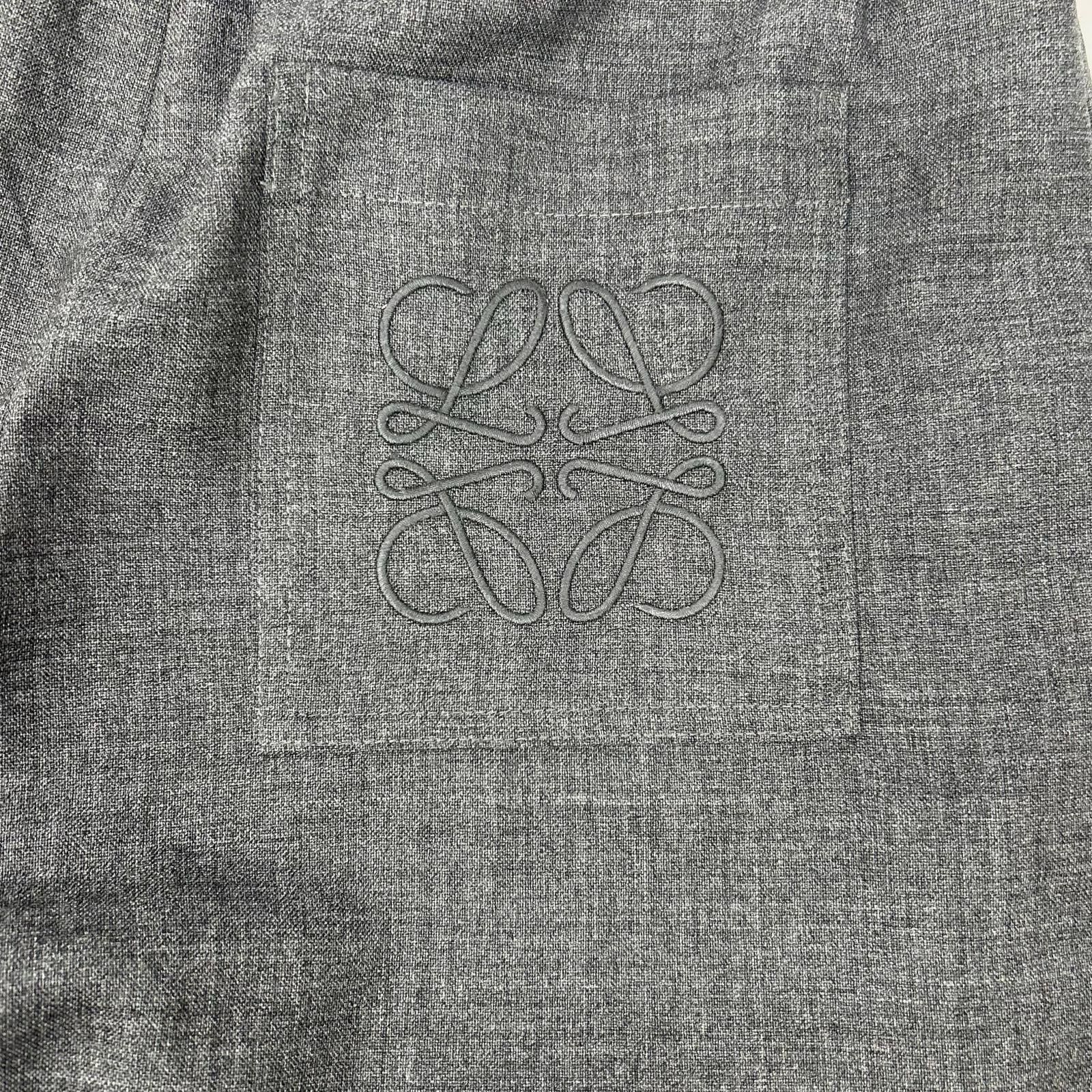 LOEWE ロエベ S540Y04XES チャコール アナグラム刺繍 ワイドシルエット クロップドパンツ ボトムス