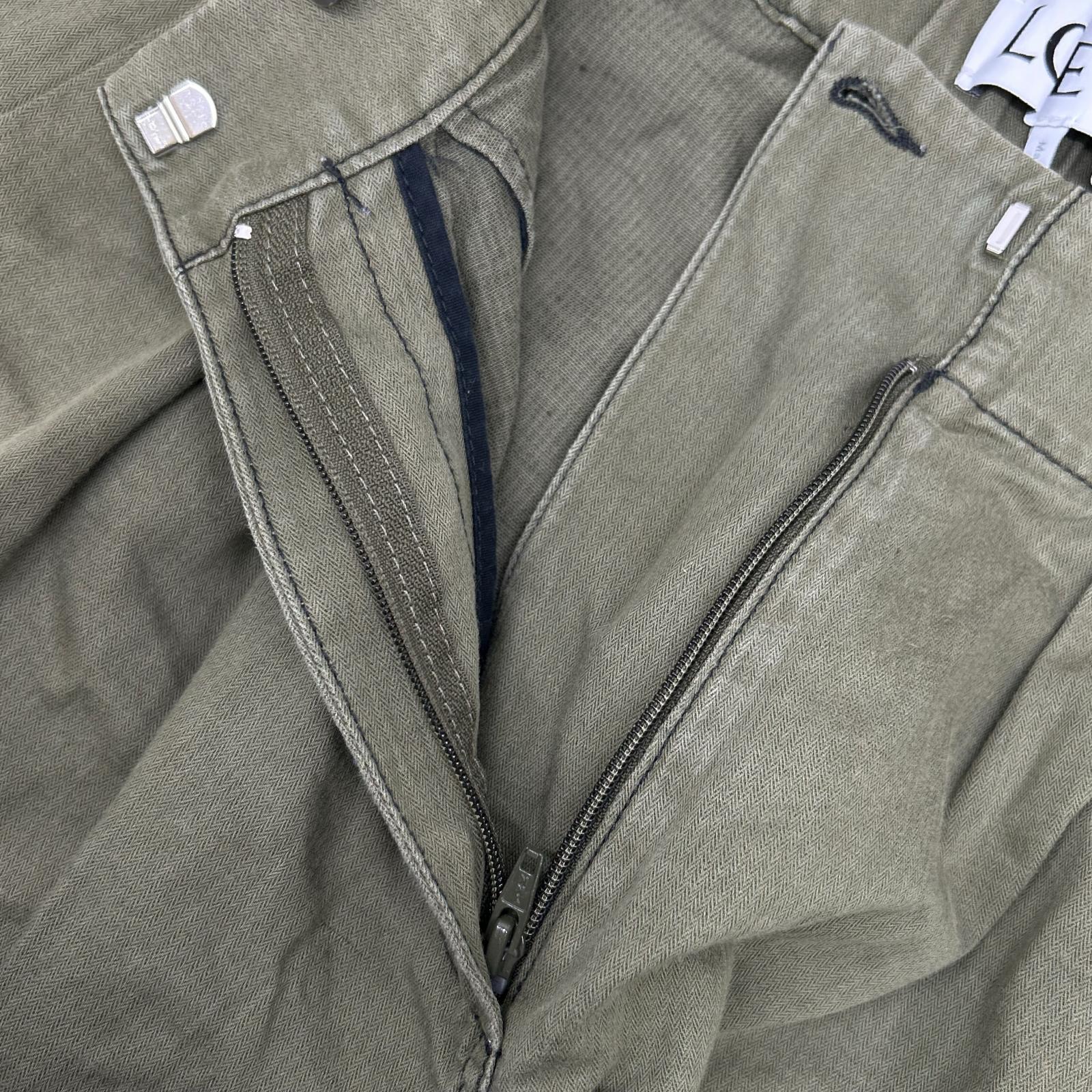 LOEWE ロエベ S359331XCS カーキ リネン混 リボーンモチーフ クロップドパンツ ボトムス