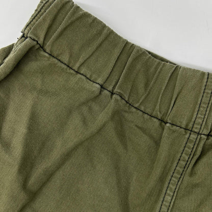 LOEWE S359331XCS Khaki Linen Blend Reborn Motif Cropped Pants Bottoms