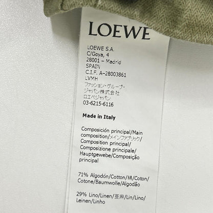 LOEWE S359331XCS Khaki Linen Blend Reborn Motif Cropped Pants Bottoms