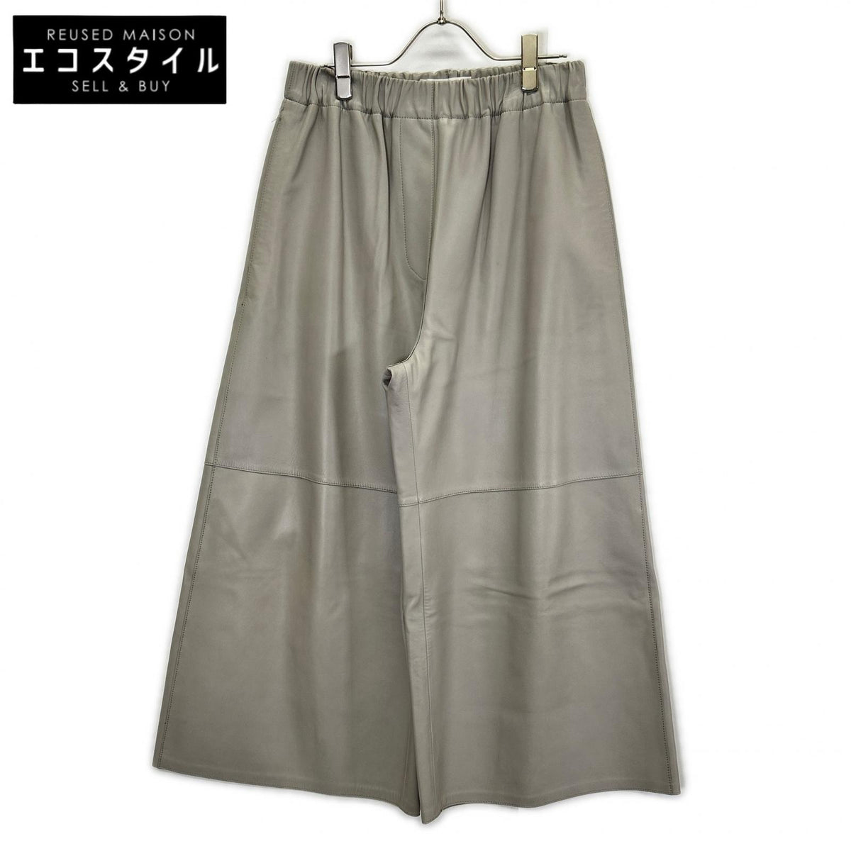 LOEWE ロエベ S540Y20L12 ライトグレー ラムスキン エラスティケイテッド レザートラウザーズ パンツ ボトムス