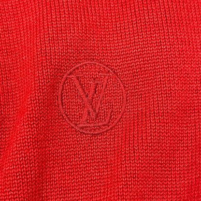 LOUIS VUITTON HAN53WF87 Red Wool × Silk LV Circle Embroidery Lambskin Elbow Patches Drivers' Knit Jacket