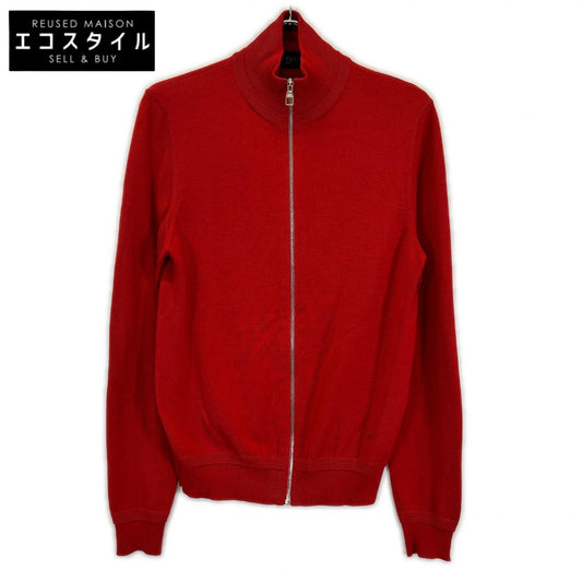 LOUIS VUITTON HAN53WF87 Red Wool × Silk LV Circle Embroidery Lambskin Elbow Patches Drivers' Knit Jacket