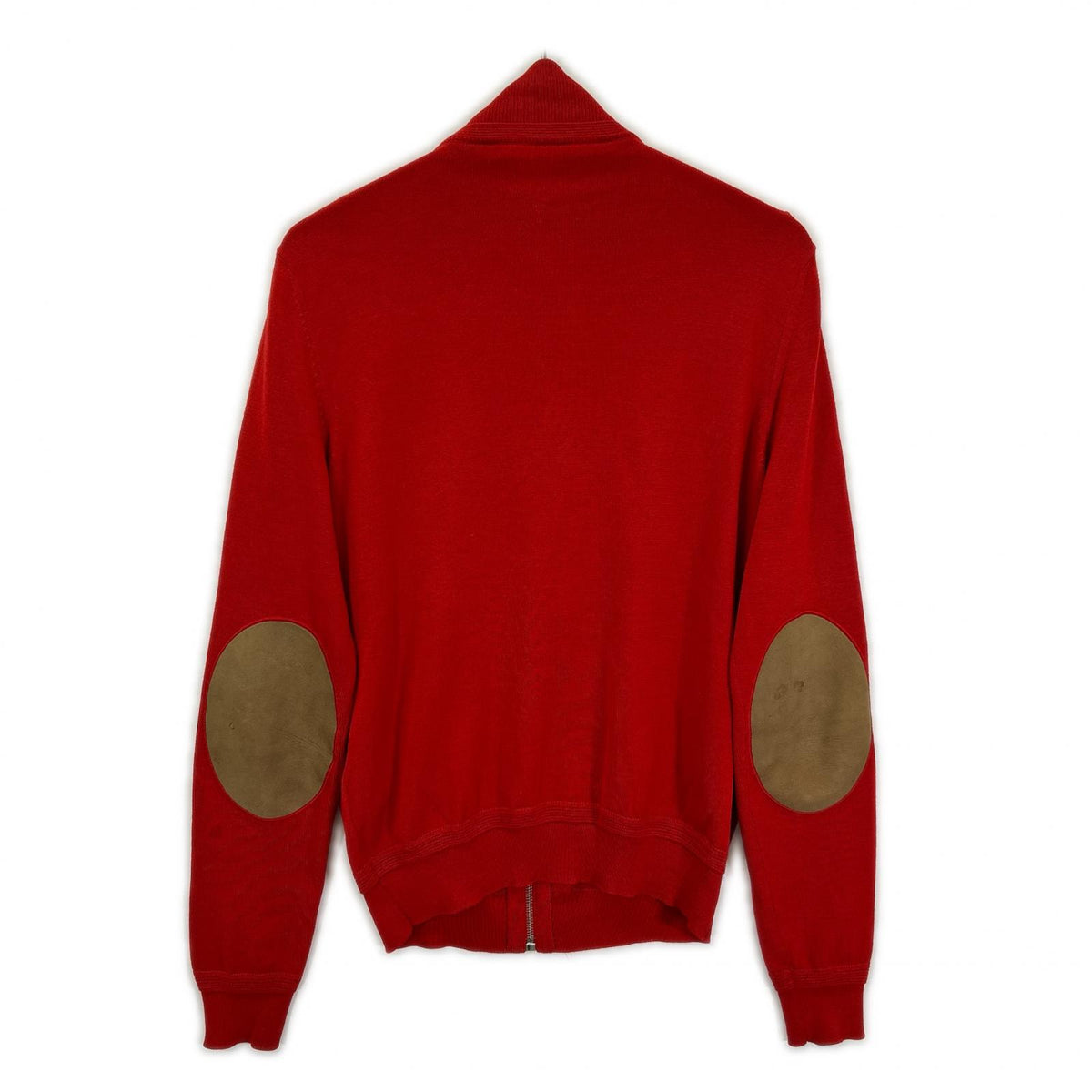 LOUIS VUITTON HAN53WF87 Red Wool × Silk LV Circle Embroidery Lambskin Elbow Patches Drivers' Knit Jacket