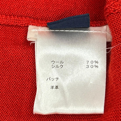 LOUIS VUITTON ルイヴィトン HAN53WF87 レッド ウール×シルク LVサークル刺繍 ラムレザーエルボーパッチ ドライバーズニット ジャケット