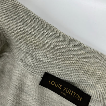LOUIS VUITTON ルイヴィトン RM162Q F87 HAN53E グレー ウール×シルク LVサークル刺繍 ラムレザーエルボーパッチ ドライバーズニット ジャケット