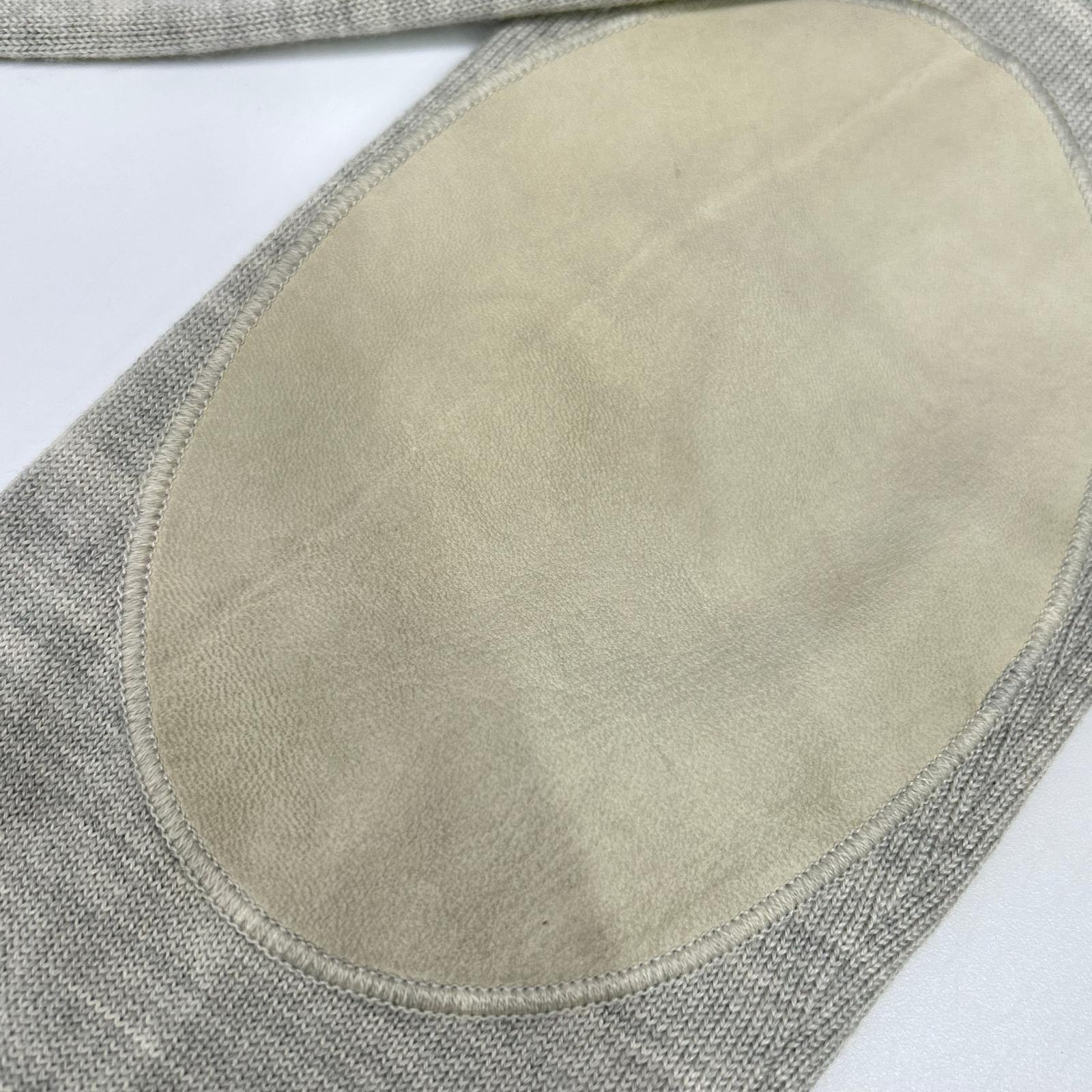 LOUIS VUITTON ルイヴィトン RM162Q F87 HAN53E グレー ウール×シルク LVサークル刺繍 ラムレザーエルボーパッチ ドライバーズニット ジャケット