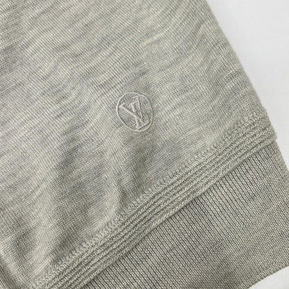 LOUIS VUITTON ルイヴィトン RM162Q F87 HAN53E グレー ウール×シルク LVサークル刺繍 ラムレザーエルボーパッチ ドライバーズニット ジャケット