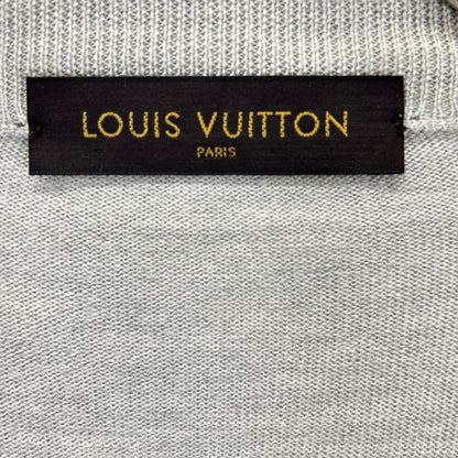 LOUIS VUITTON ルイヴィトン RM162Q F87 HAN53E グレー ウール×シルク LVサークル刺繍 ラムレザーエルボーパッチ ドライバーズニット ジャケット