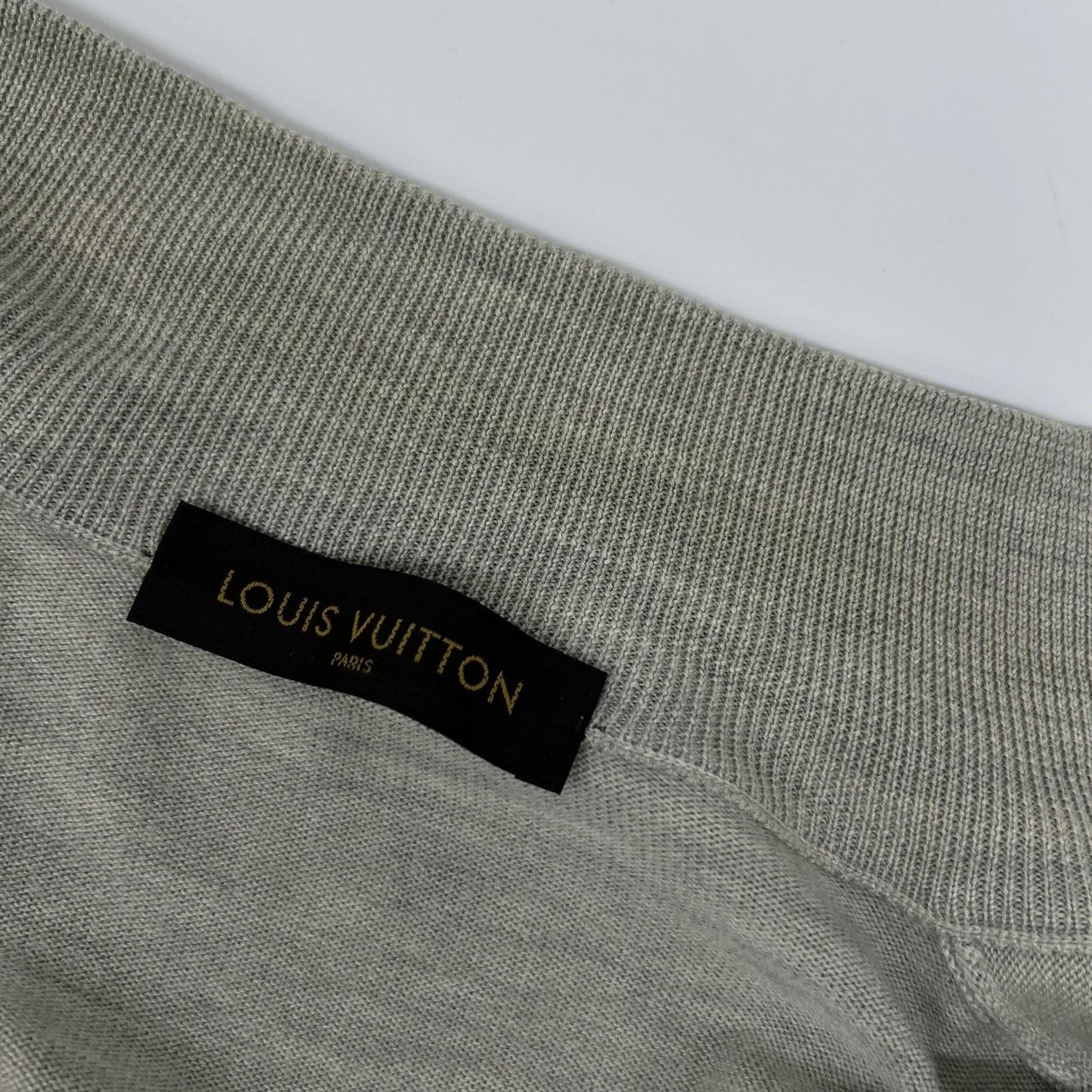 LOUIS VUITTON ルイヴィトン RM162Q F87 HAN53E グレー ウール×シルク LVサークル刺繍 ラムレザーエルボーパッチ ドライバーズニット ジャケット