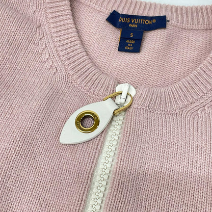 LOUIS VUITTON ルイヴィトン 23SS RW232D BGI FPKS10 ピンク カシミヤ×ウール LVロゴハーフジップ ショートスリーブニットプルオーバー トップス