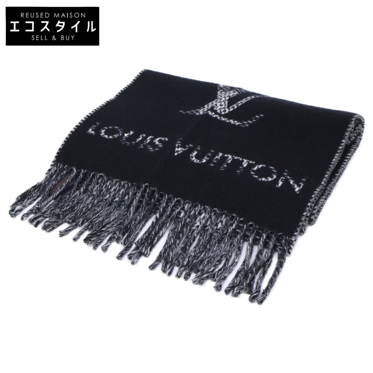 LOUIS VUITTON ルイヴィトン 【即決/国内正規】25年製 M96951 モノグラムチェック カシミヤ モノグラム/ダミエリバース フリンジ マフラー