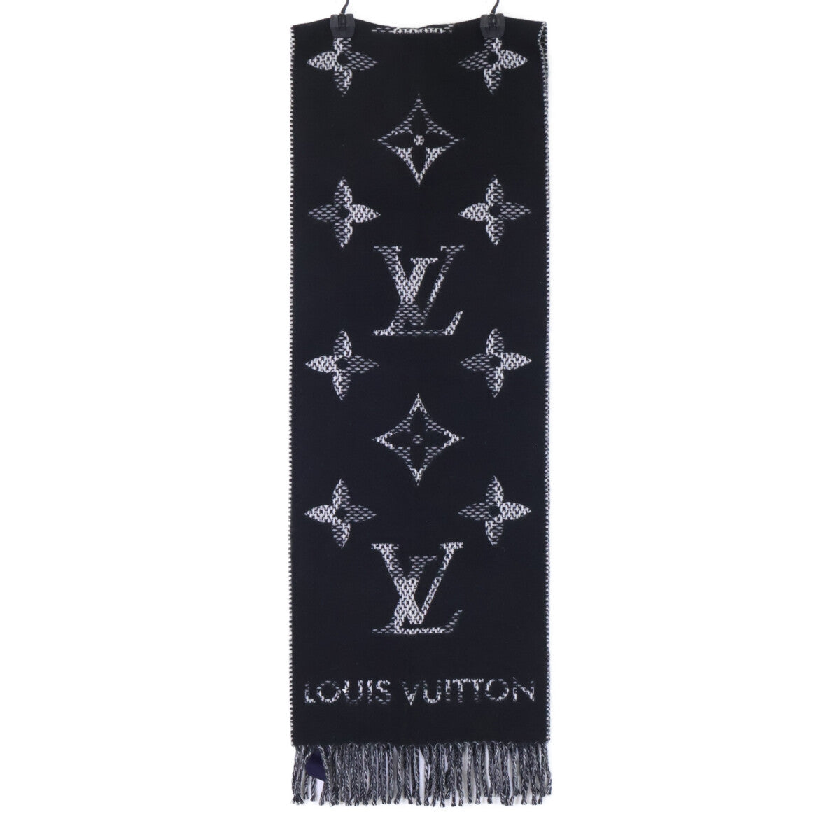 LOUIS VUITTON ルイヴィトン 【即決/国内正規】25年製 M96951 モノグラムチェック カシミヤ モノグラム/ダミエリバース フリンジ マフラー