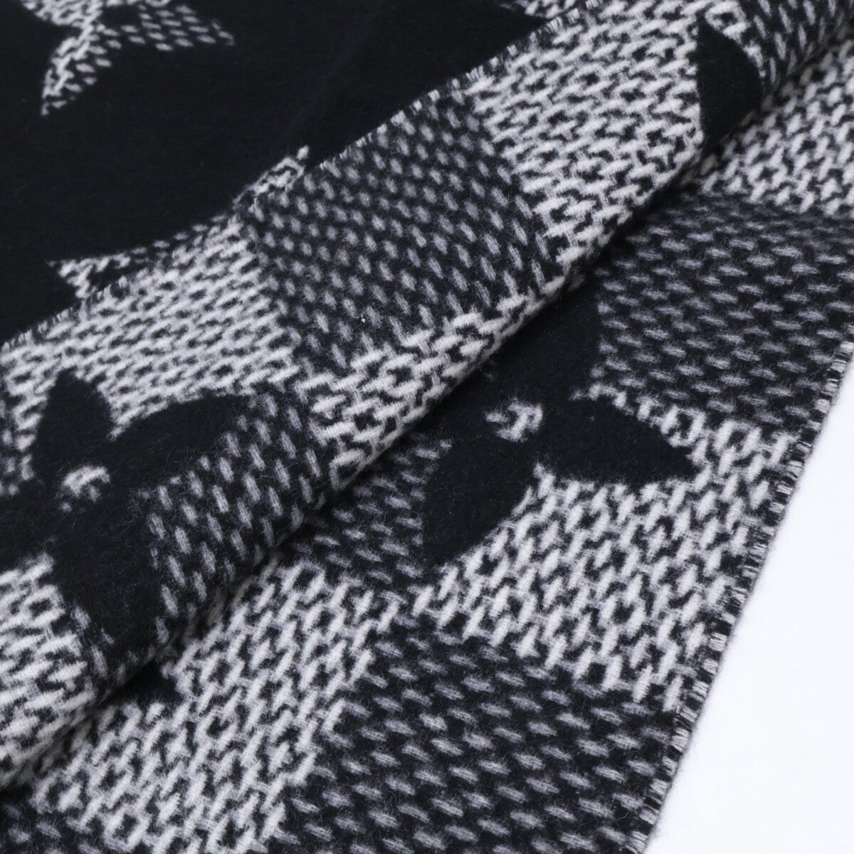 LOUIS VUITTON ルイヴィトン 【即決/国内正規】25年製 M96951 モノグラムチェック カシミヤ モノグラム/ダミエリバース フリンジ マフラー