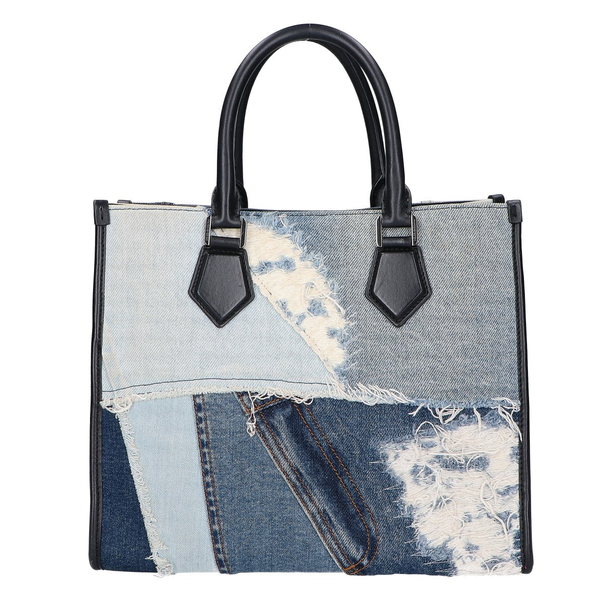 DOLCE&GABBANA ドルチェアンドガッバーナ BM2012 ロゴエンブロイダリー デニムパッチワーク ショッピングバッグ トートバッグ
