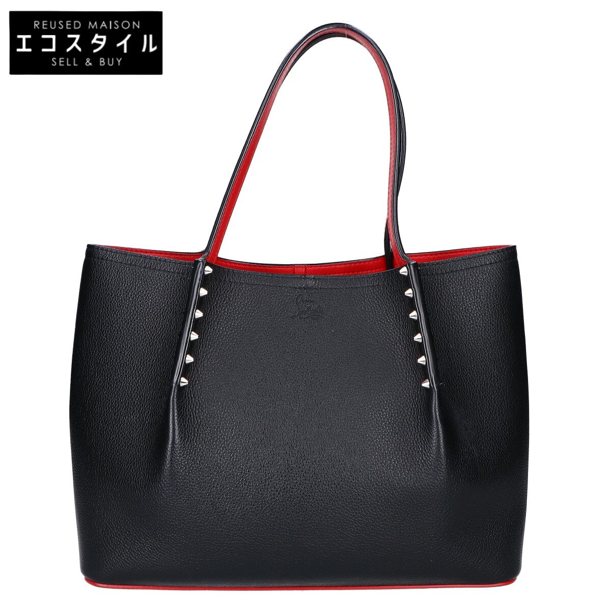 CHRISTIAN LOUBOUTIN クリスチャンルブタン 3205192 CABAROCK SMALL/カバロック スモール カーフスキン スパイクスタッズ トートバッグ