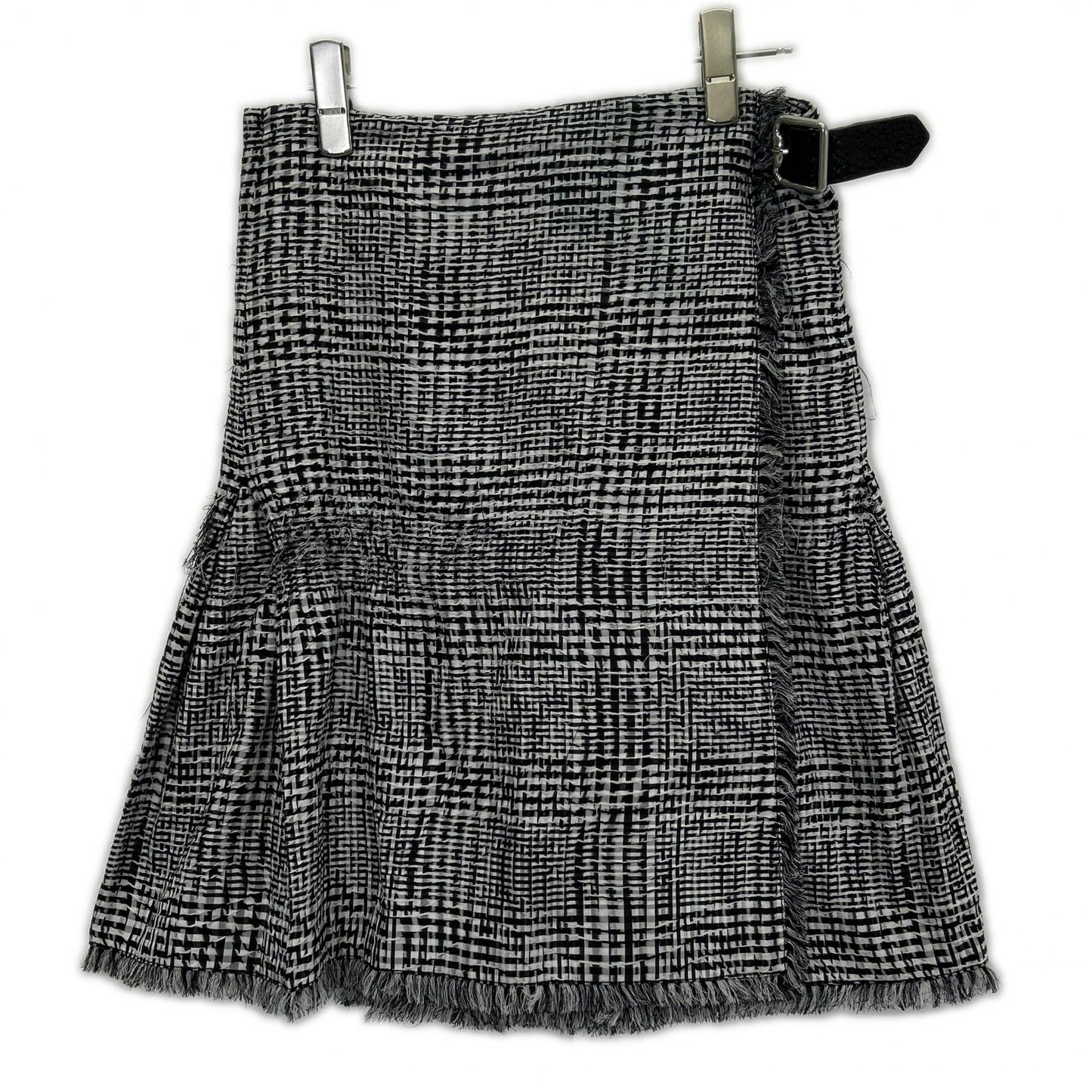 BURBERRY バーバリー 8083009 ブラック×ホワイト ポリエステル ハウンドトゥース ベルテッドショートラップスカート スカート