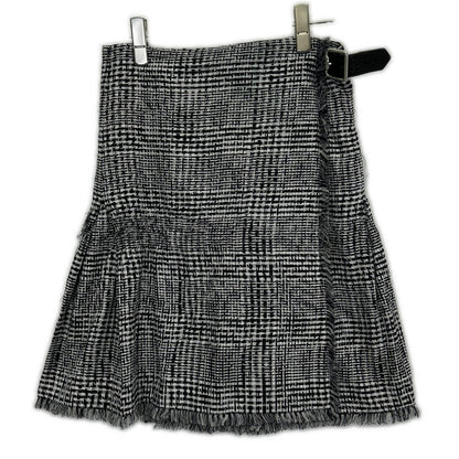 BURBERRY バーバリー 8083009 ブラック×ホワイト ポリエステル ハウンドトゥース ベルテッドショートラップスカート スカート