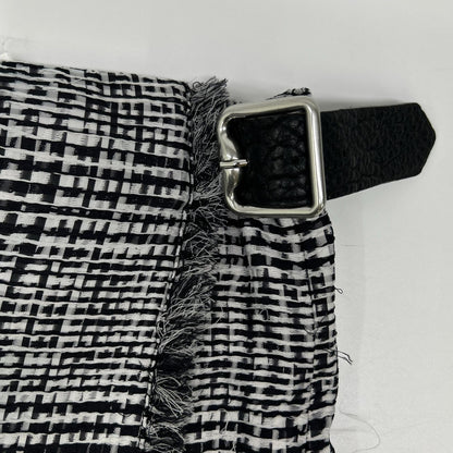 BURBERRY バーバリー 8083009 ブラック×ホワイト ポリエステル ハウンドトゥース ベルテッドショートラップスカート スカート