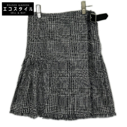 BURBERRY バーバリー 8083009 ブラック×ホワイト ポリエステル ハウンドトゥース ベルテッドショートラップスカート スカート