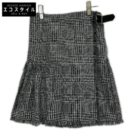 BURBERRY バーバリー 8083009 ブラック×ホワイト ポリエステル ハウンドトゥース ベルテッドショートラップスカート スカート