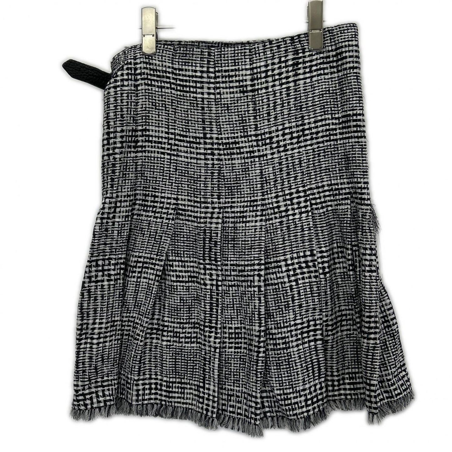 BURBERRY バーバリー 8083009 ブラック×ホワイト ポリエステル ハウンドトゥース ベルテッドショートラップスカート スカート