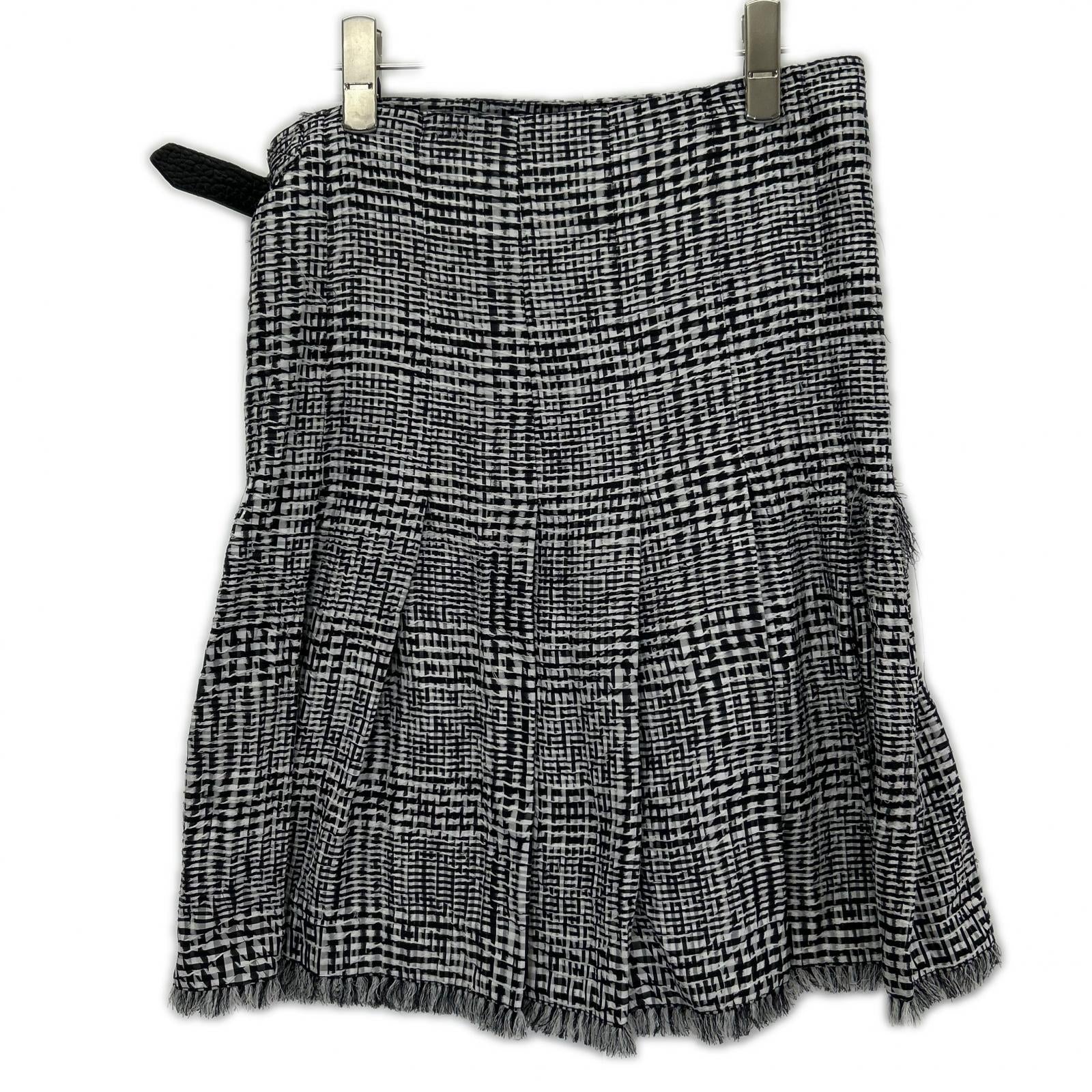 BURBERRY バーバリー 8083009 ブラック×ホワイト ポリエステル ハウンドトゥース ベルテッドショートラップスカート スカート