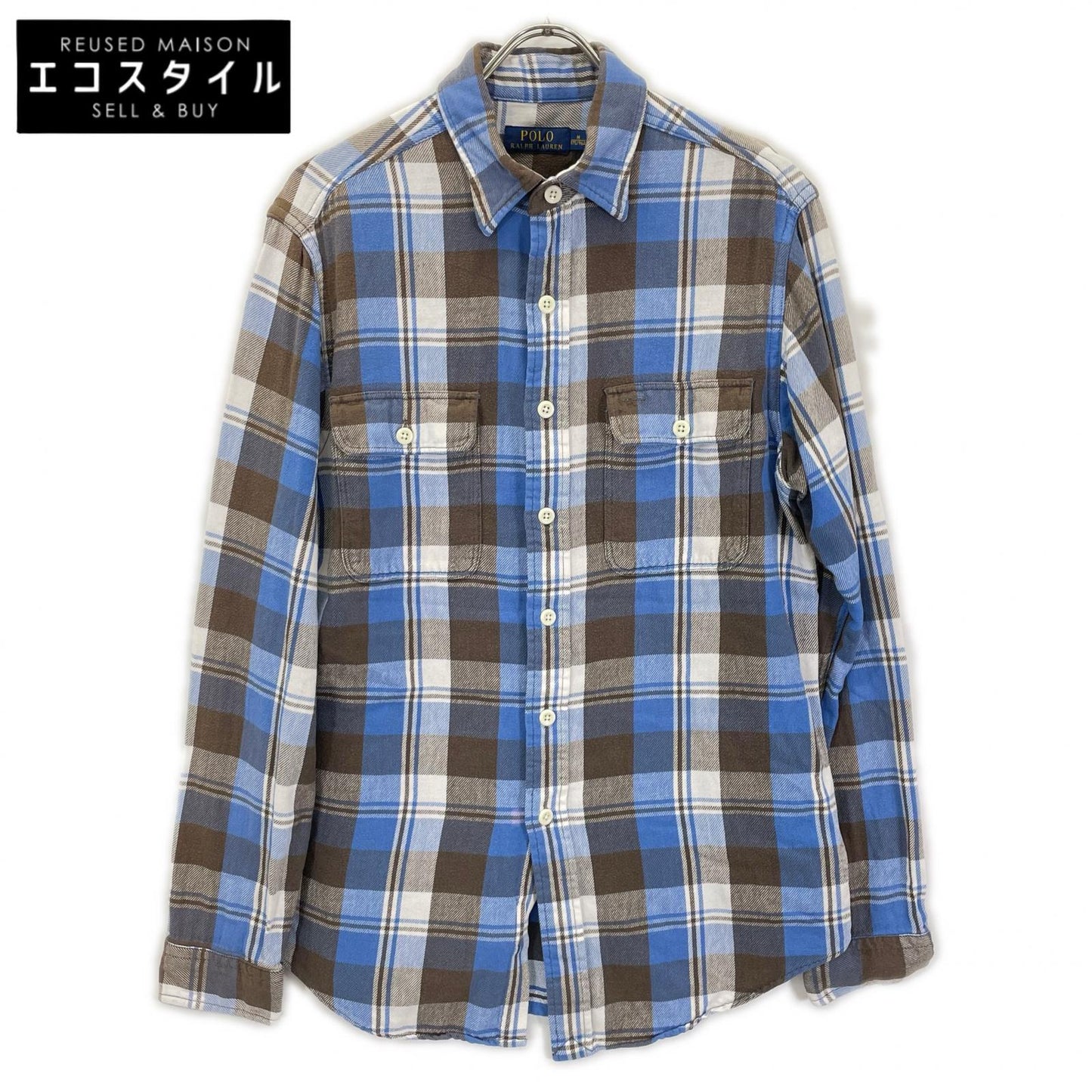 POLObyRalphLauren ポロラルフローレン ブルー×ブラウン チェック 長袖ネルシャツ トップス