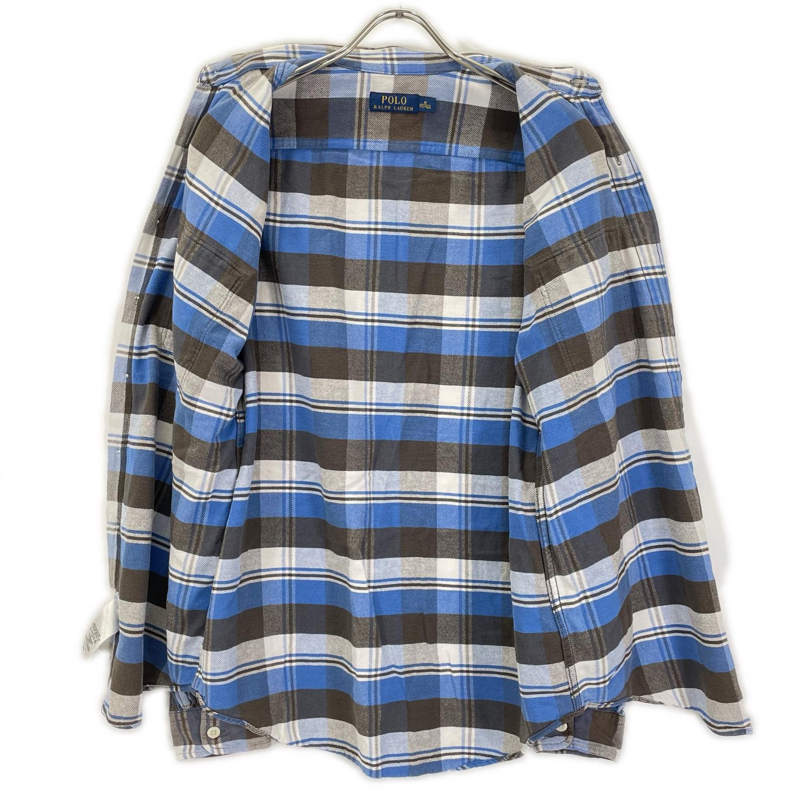 POLObyRalphLauren ポロラルフローレン ブルー×ブラウン チェック 長袖ネルシャツ トップス