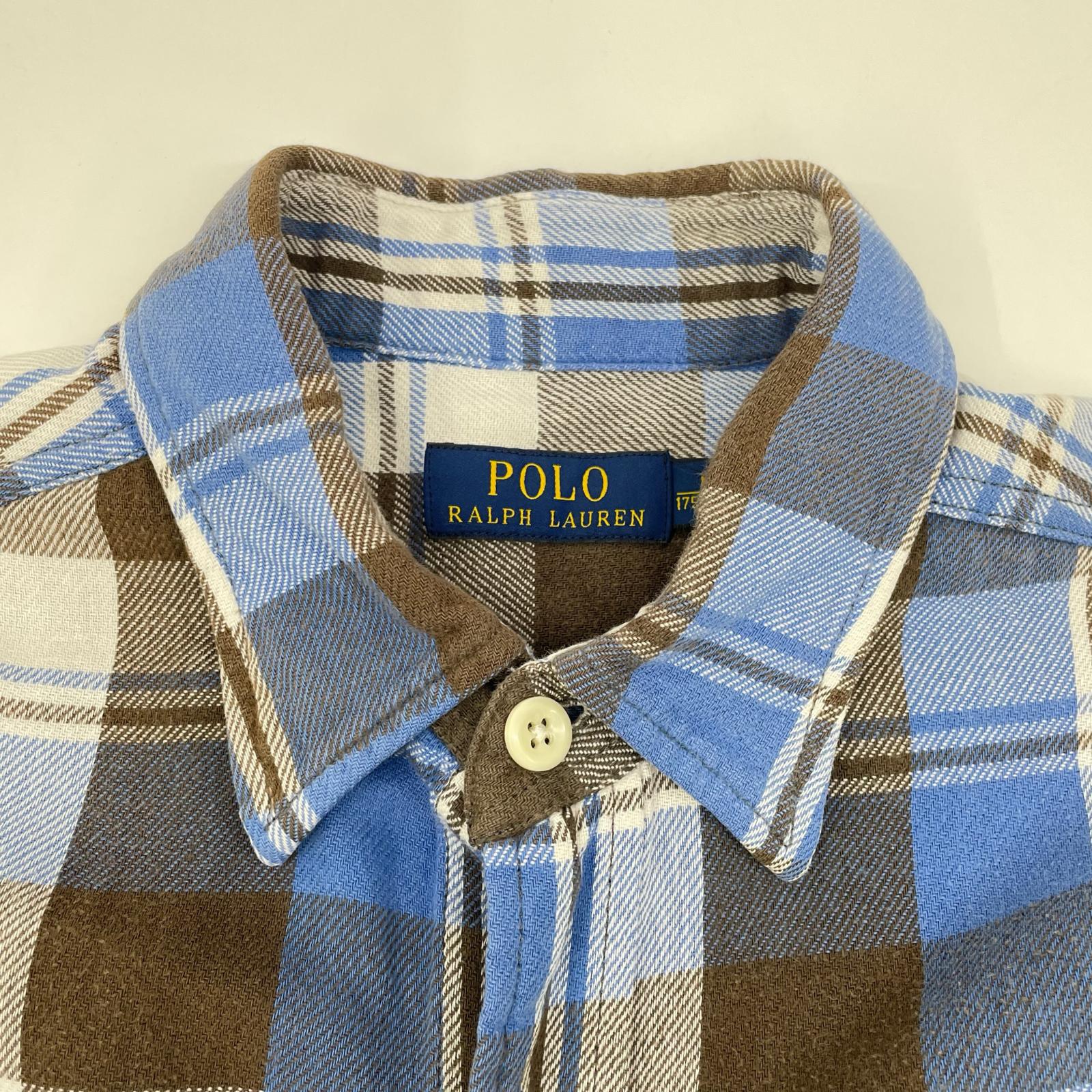 POLObyRalphLauren ポロラルフローレン ブルー×ブラウン チェック 長袖ネルシャツ トップス