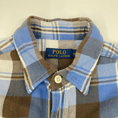 POLObyRalphLauren ポロラルフローレン ブルー×ブラウン チェック 長袖ネルシャツ トップス