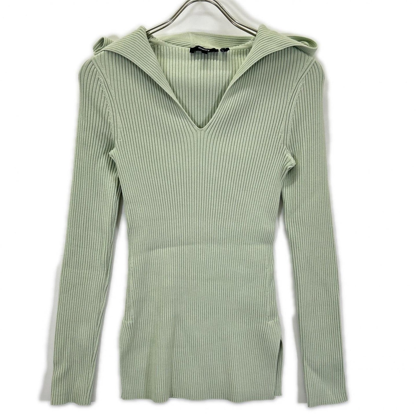 Theory セオリー 26SS ミントグリーン LIGHT BILEN RIB HOODIE ニットトップス トップス