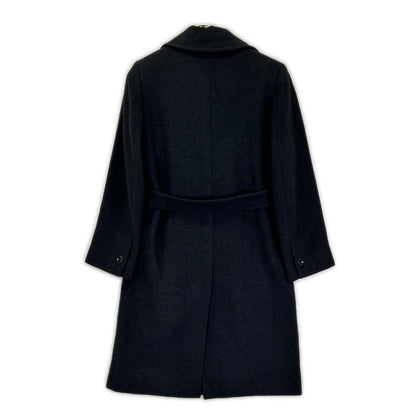 MAXMARA STUDIO Black Double-Breasted Wool × Silk × Angora Belted Coat Coat