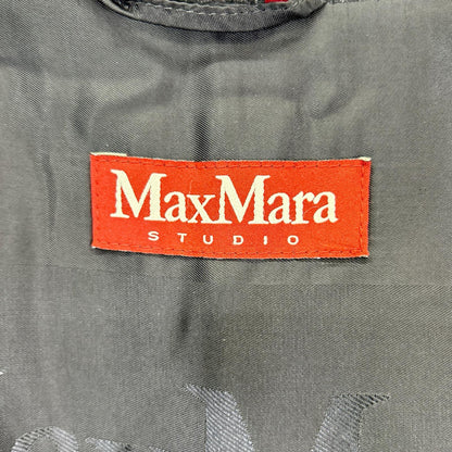 MAXMARA STUDIO Black Double-Breasted Wool × Silk × Angora Belted Coat Coat