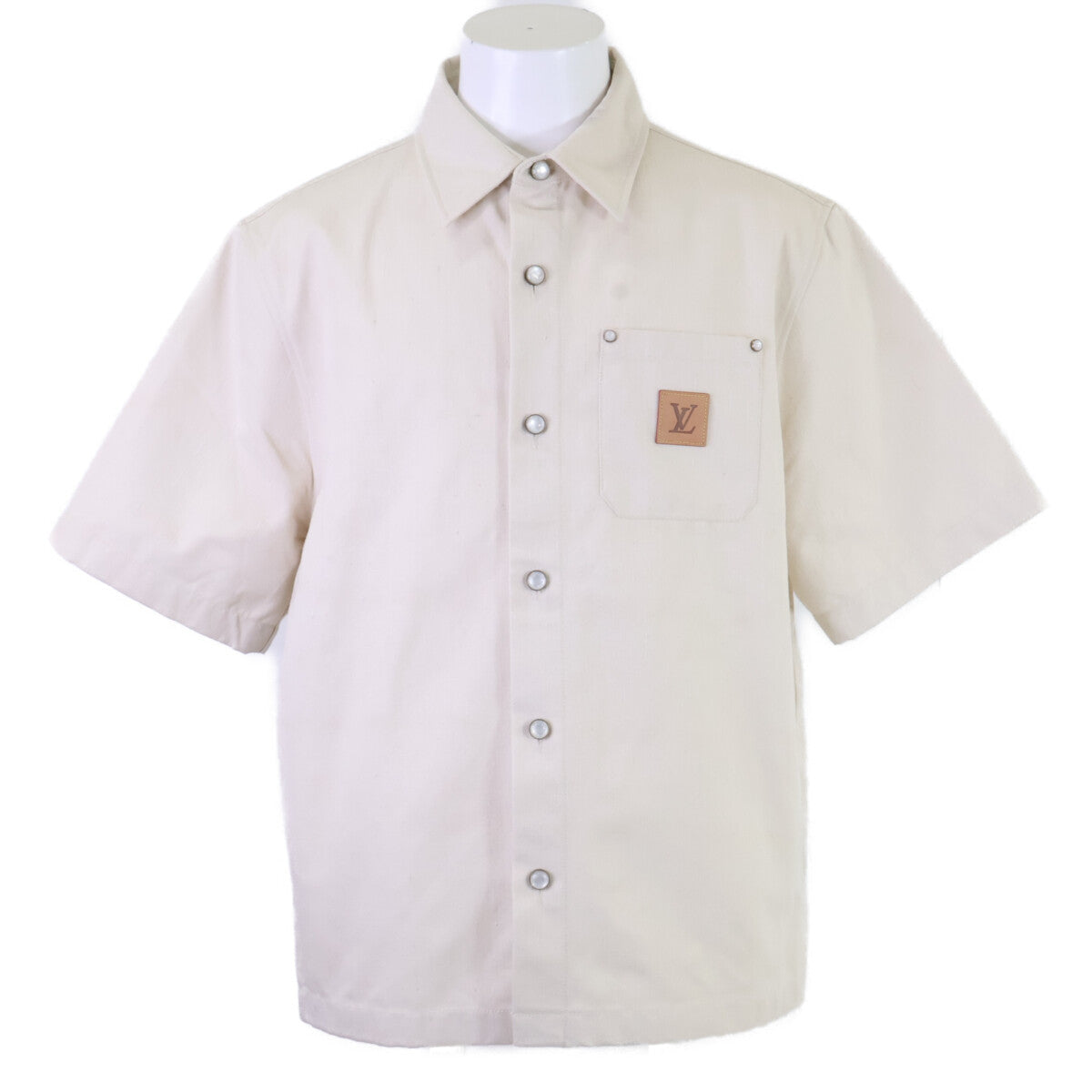LOUIS VUITTON ルイヴィトン 【美品/国内正規/25年製】RM251M SNB HSS78W ロゴ入りボタン シルク混 半袖シャツ トップス