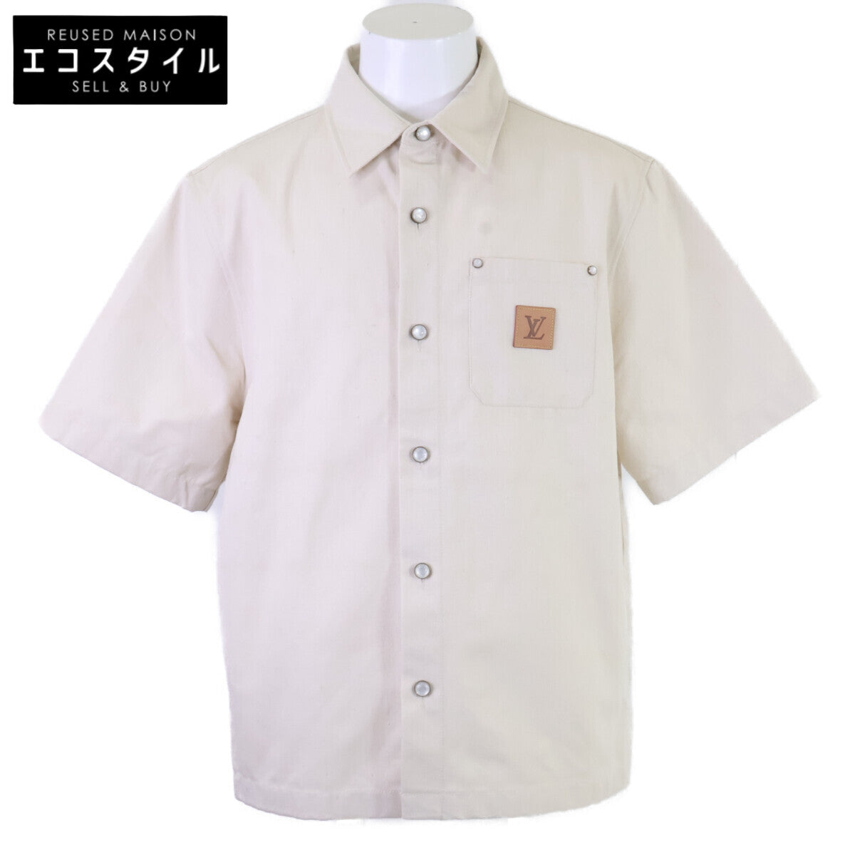 LOUIS VUITTON ルイヴィトン 【美品/国内正規/25年製】RM251M SNB HSS78W ロゴ入りボタン シルク混 半袖シャツ トップス