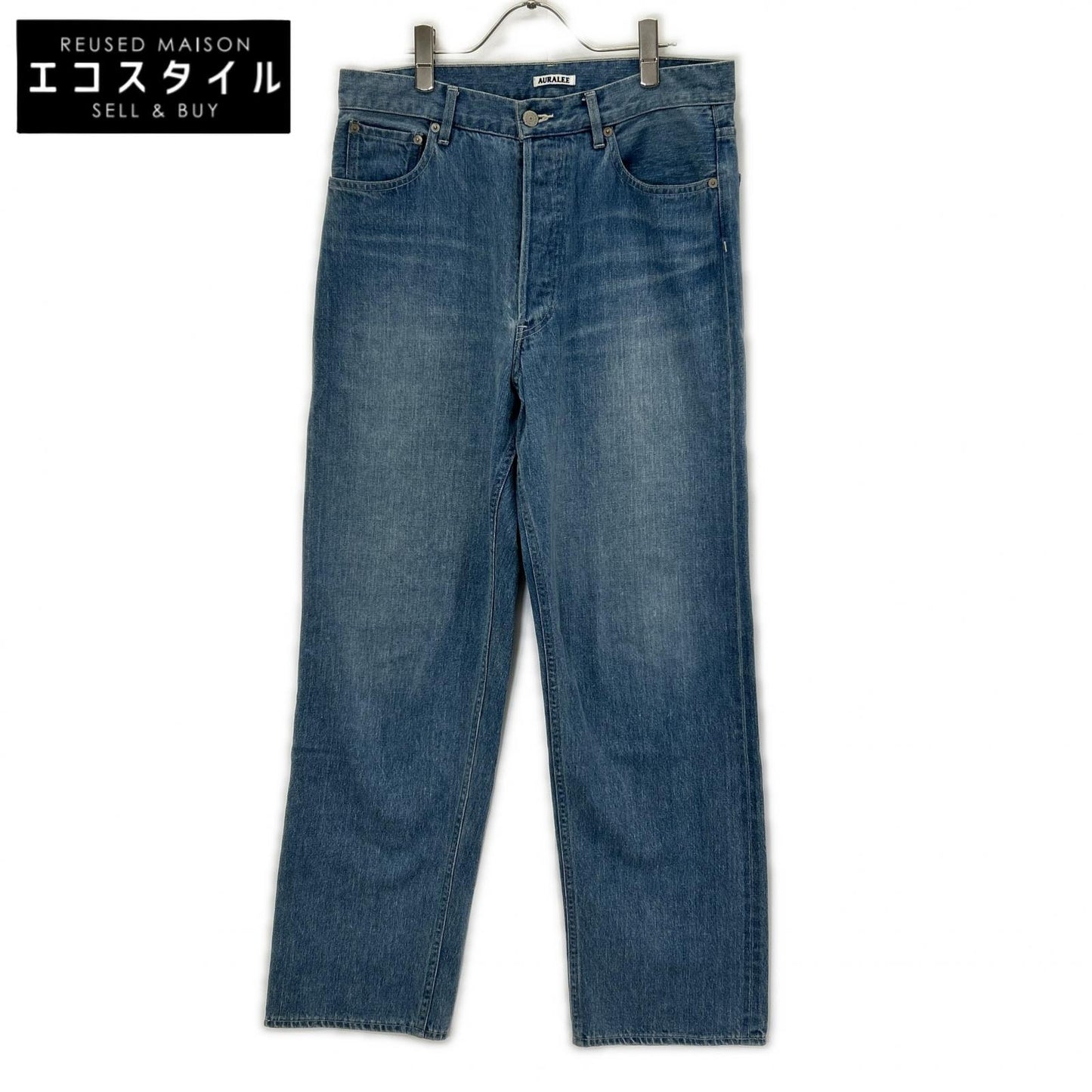 AURALEE オーラリー A24SP07DE 24SS ライトインディゴ SELVEDGE FADED LIGHT DENIM WIDE PANTS ボタンフライワイドデニムパンツ ボトムス