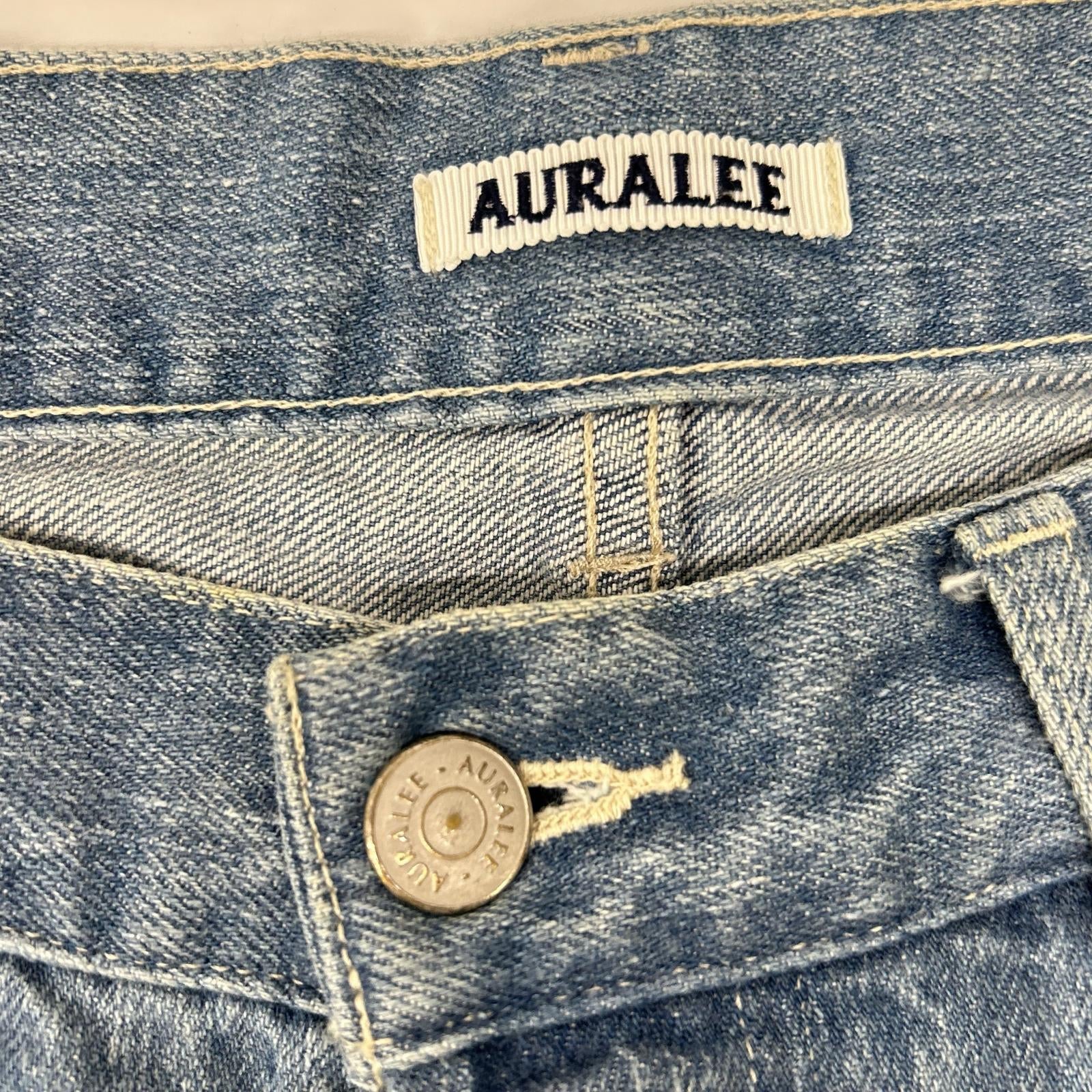 AURALEE オーラリー A24SP07DE 24SS ライトインディゴ SELVEDGE FADED LIGHT DENIM WIDE PANTS ボタンフライワイドデニムパンツ ボトムス