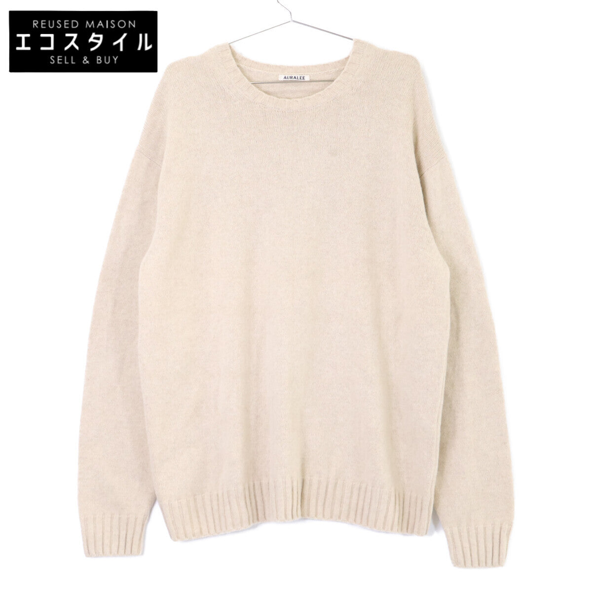 AURALEE A20AP02WC COTTON WOOL CASHMERE KNIT P/O crew-neck knit sweater top