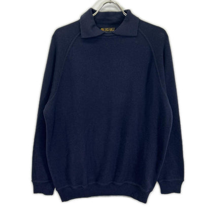 Loro Piana Loro Piana navy cashmere-silk collared crew-neck sweater