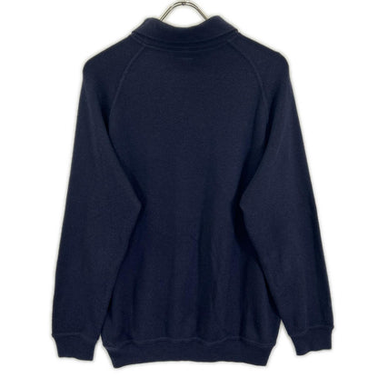 Loro Piana Loro Piana navy cashmere-silk collared crew-neck sweater