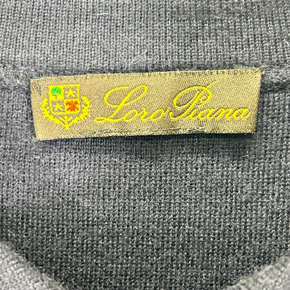 Loro Piana Loro Piana navy cashmere-silk collared crew-neck sweater
