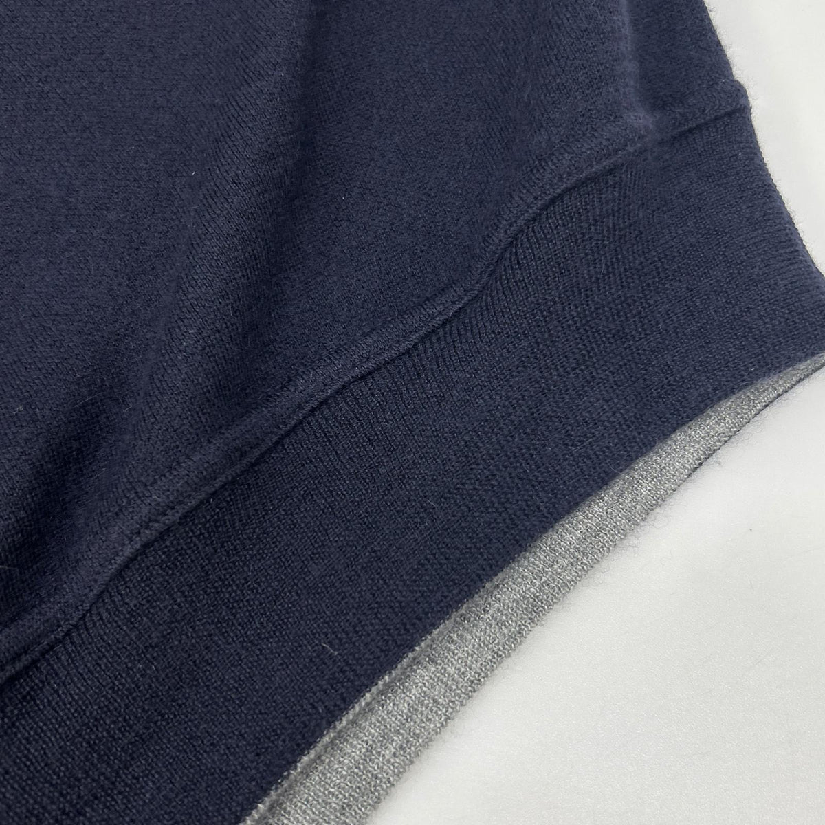 Loro Piana Loro Piana navy cashmere-silk collared crew-neck sweater