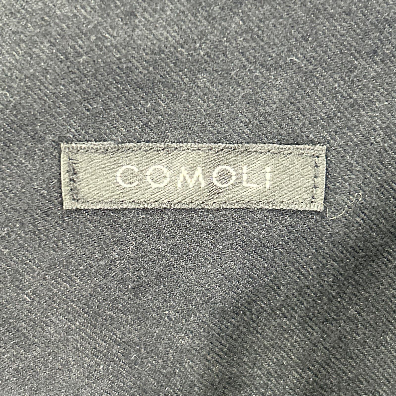 COMOLI コモリ X01-02007 ブラック シルク100 シルクネル スキッパーシャツ トップス