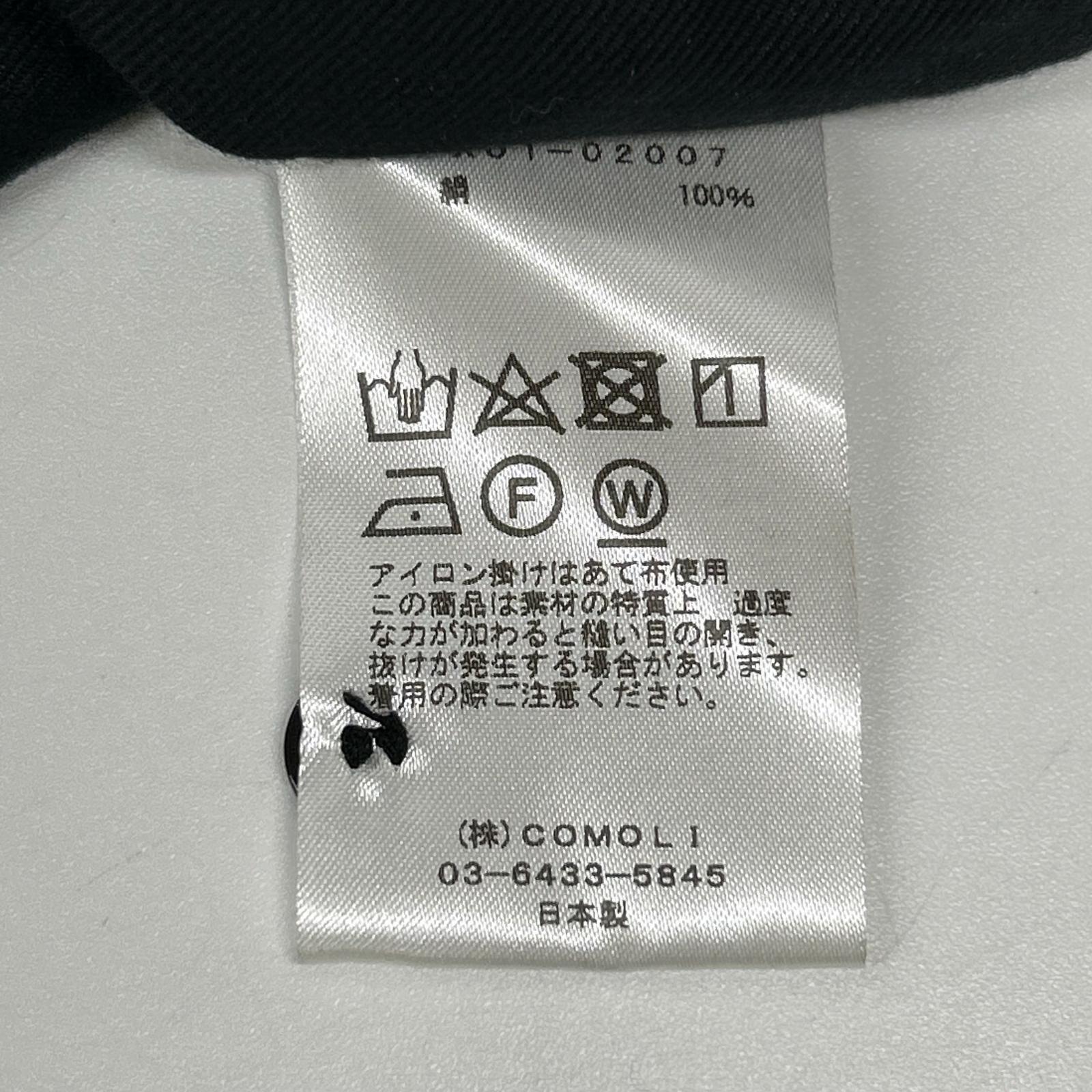 COMOLI コモリ X01-02007 ブラック シルク100 シルクネル スキッパーシャツ トップス