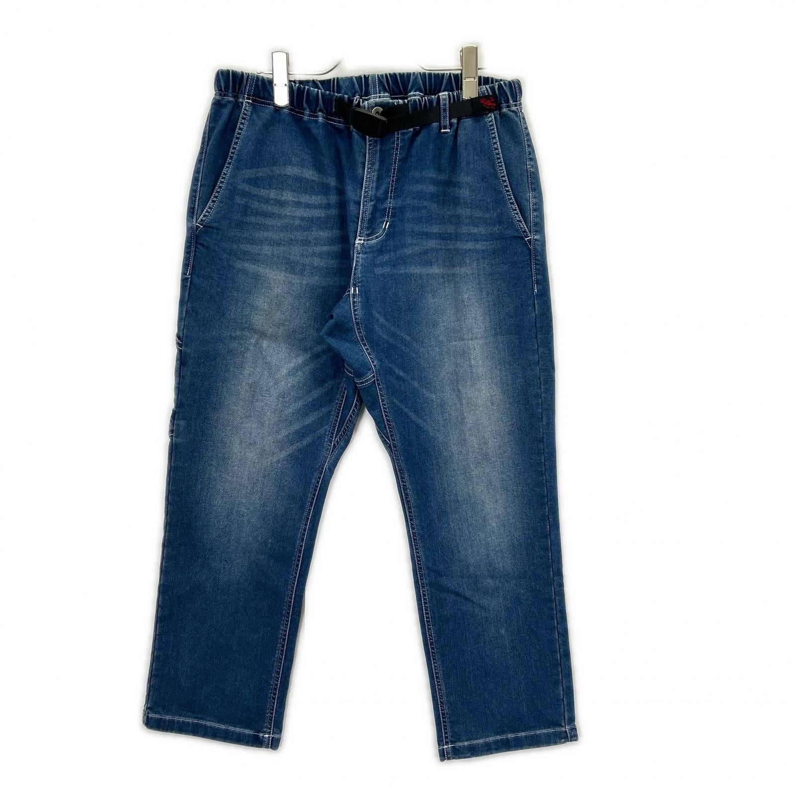 Gramicci グラミチ ブルー コットン ウエストゴム ジップフライ ベルト デニム パンツ ボトムス