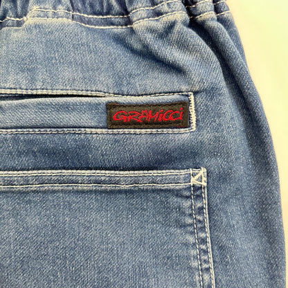 Gramicci グラミチ ブルー コットン ウエストゴム ジップフライ ベルト デニム パンツ ボトムス