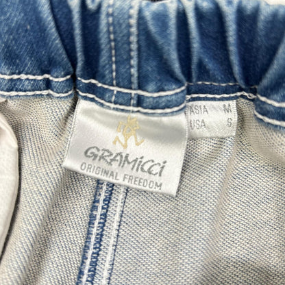 Gramicci グラミチ ブルー コットン ウエストゴム ジップフライ ベルト デニム パンツ ボトムス